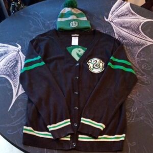 Slytherin Black and Green Crest Cardigan